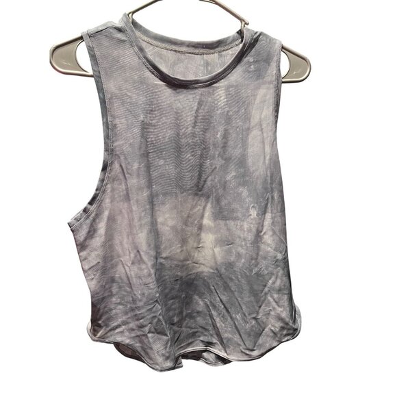 Halara Workout Tank Split Back Tie Dye Mesh Sleeveless Top Gray Purple Size M Ac - Picture 1 of 5